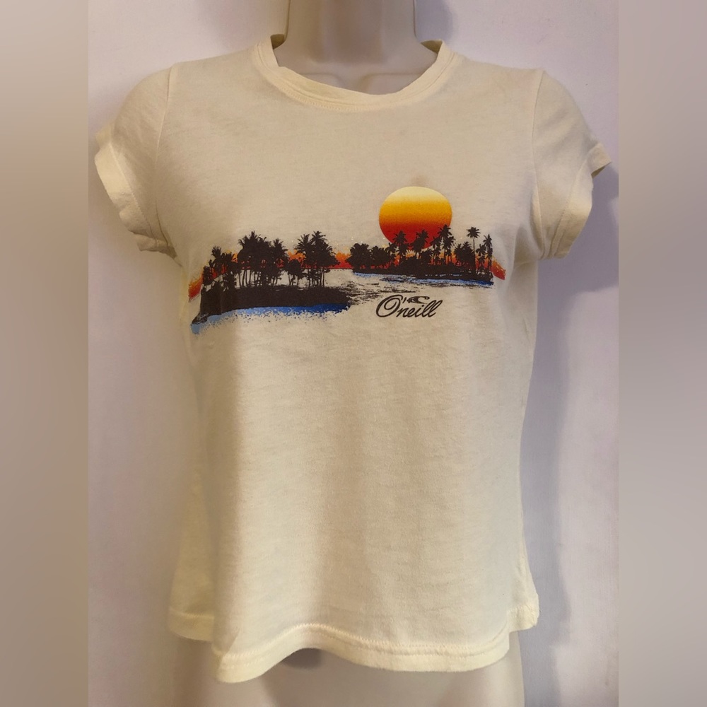 Y2K made in USA O’Neill Baby tee Tshirt Sunset Tramp Stamp